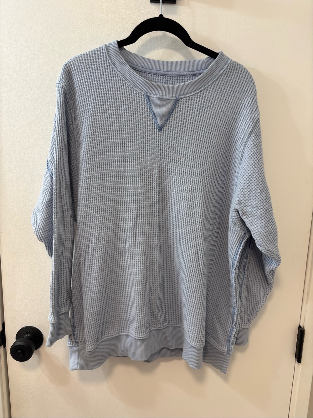 Light Blue Waffle Knit Sweater
